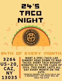 24's Taco Night Fundraiser Flyer