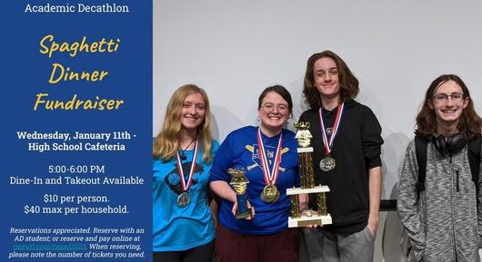 Academic Decathlon Spaghetti Dinner Fundraiser Coming Up on January 11