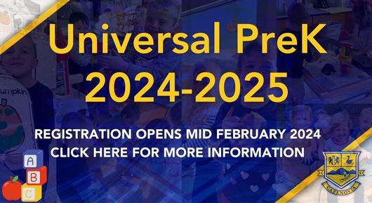 Universal PreK 2024-2025 Registration Opens Mid February