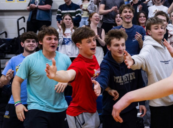 students cheering